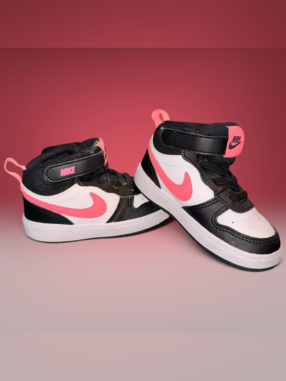 Nike Court Borough Mid 2 Toddler Sneakers - Black / Pink / White - Size 7C